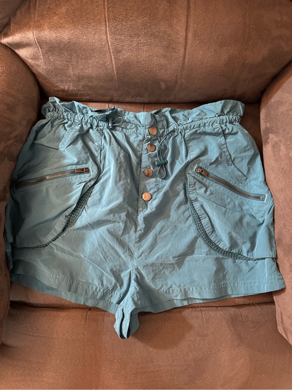 EUC Free People Movement Teal Off The Grid Active Button Drawstring Short Sz. SM